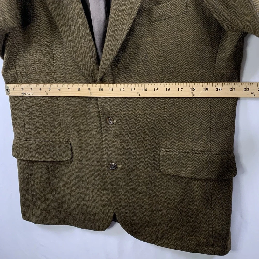 VTG 90s Banana Republic Mens Wool Herringbone Tweed Sport Coat Sz 44R Wide Lapel